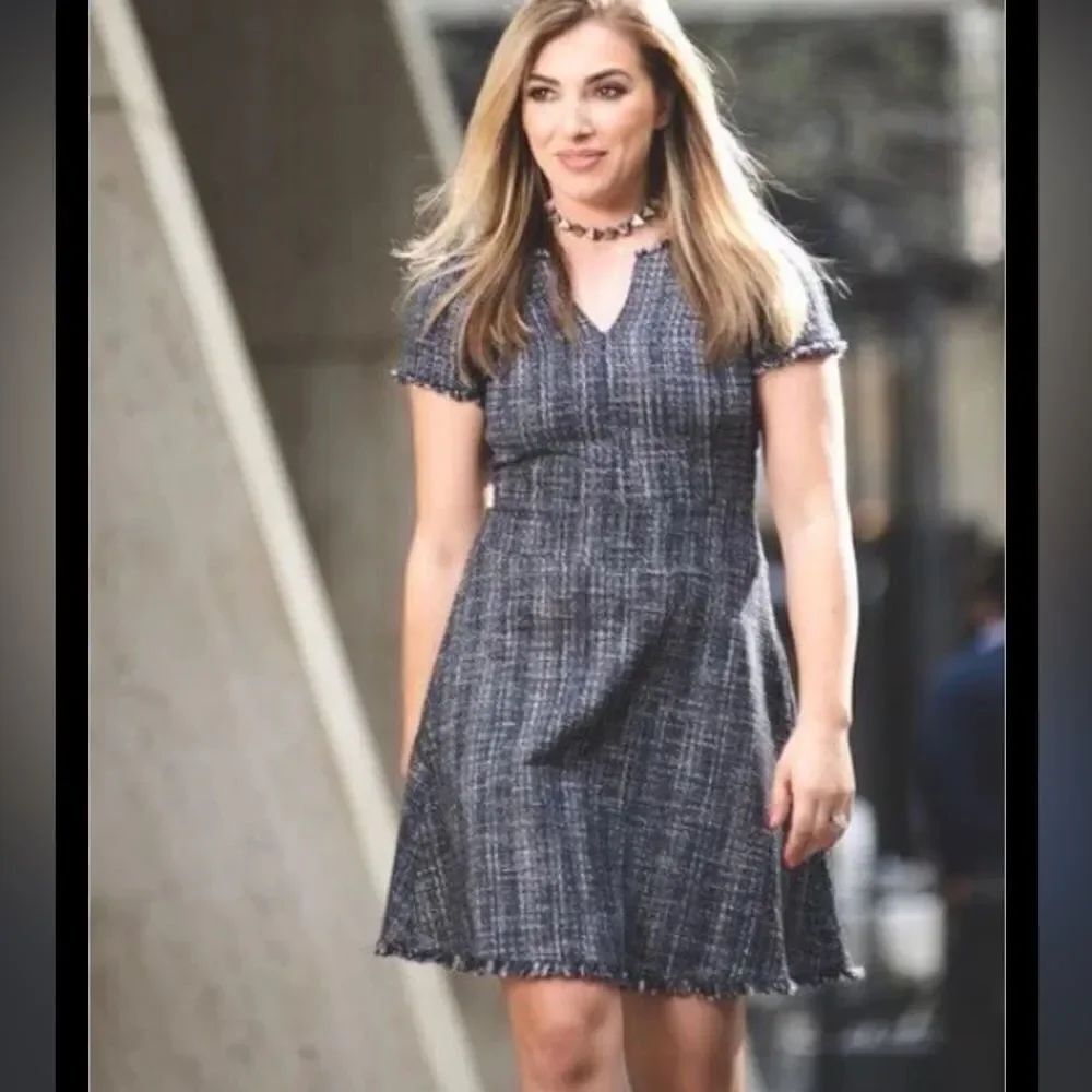 Banana republic size 2 petite navy tweed dress